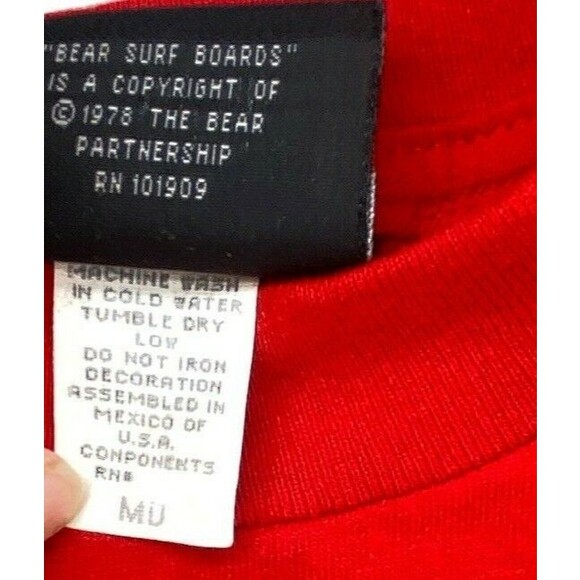 Bear Surfboards Logo Shirt Men Medium Vintage 1990's Surf Wave Graphic Red - Picture 4 of 10